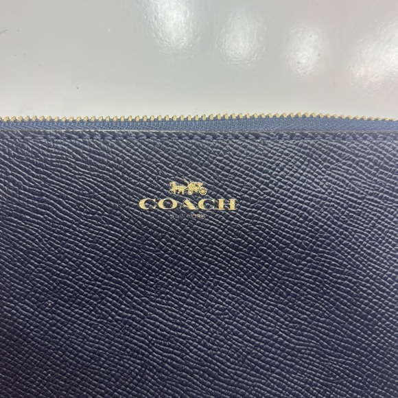 Coach Navy Blue Wristlet with Gold Accents - Picture 5 of 5